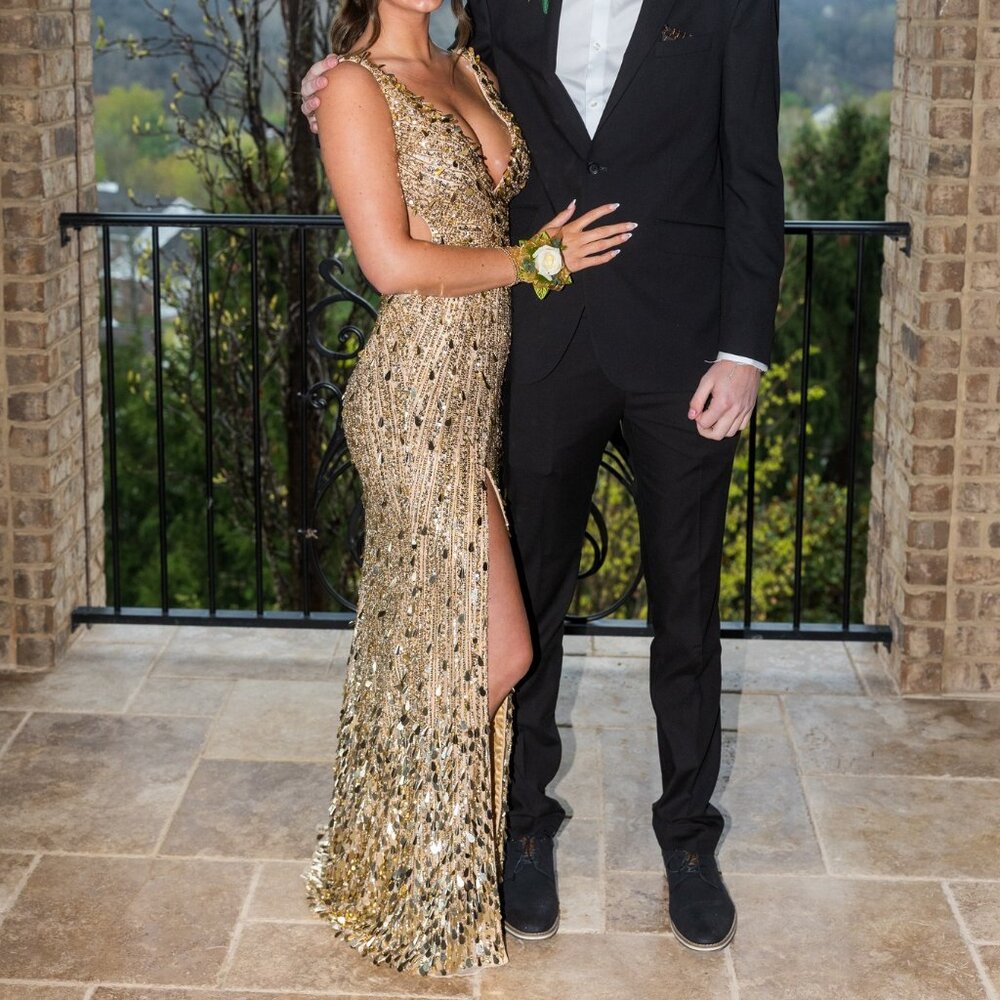 Sherri Hill 54912 - Gold Prom Dress/ Evening Gown Size 2